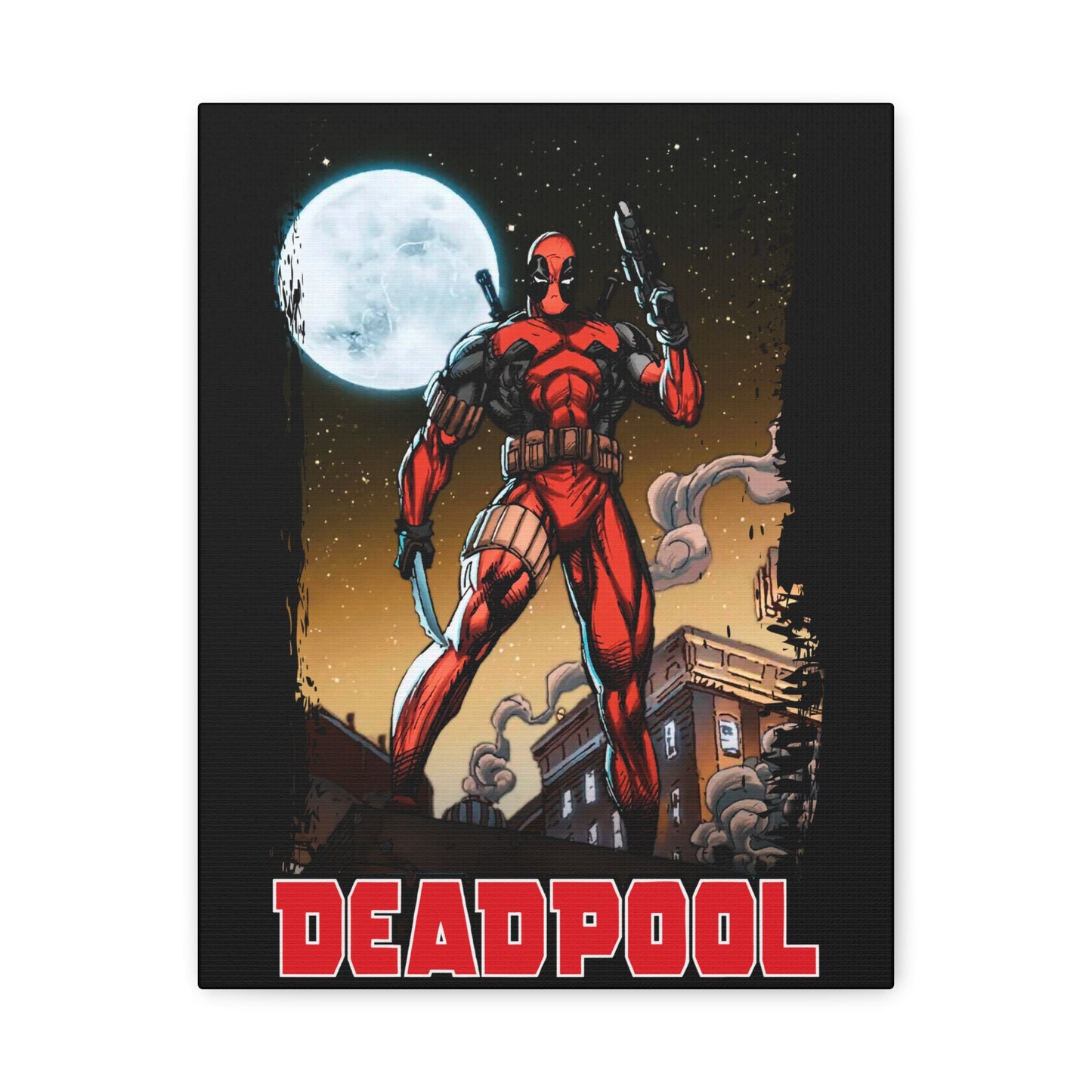 Comic Book Moonlight Rooftop Wall Art - Matte Canvas, Stretched, 1.25"