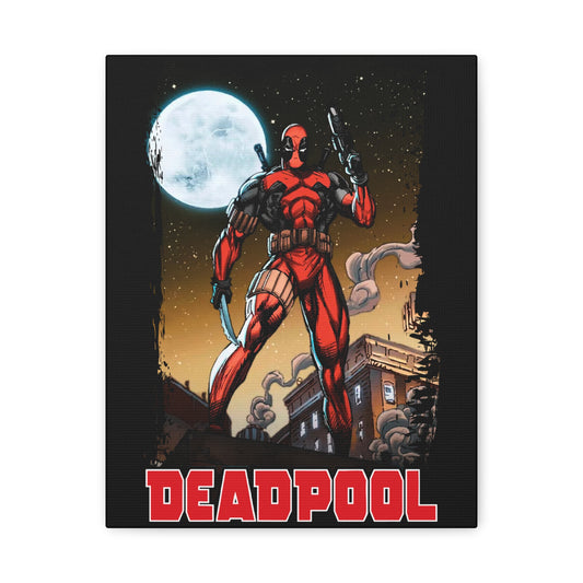 Comic Book Moonlight Rooftop Wall Art - Matte Canvas, Stretched, 1.25"