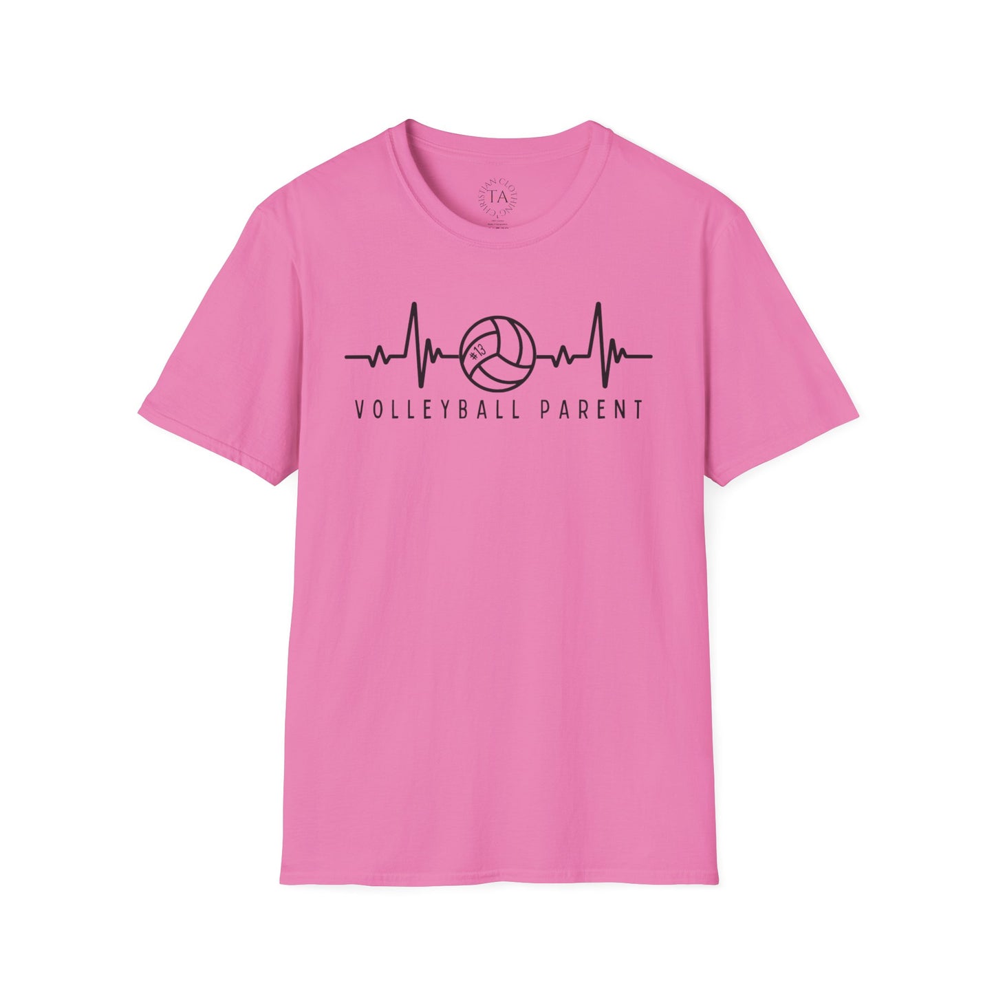 Volleyball Parent Heartbeat T-Shirt Soft Cotton Tee Customizable for Sports Enthusiasts, Gifts for Moms & Dads, Team Spirit Apparel, Athletic Wear