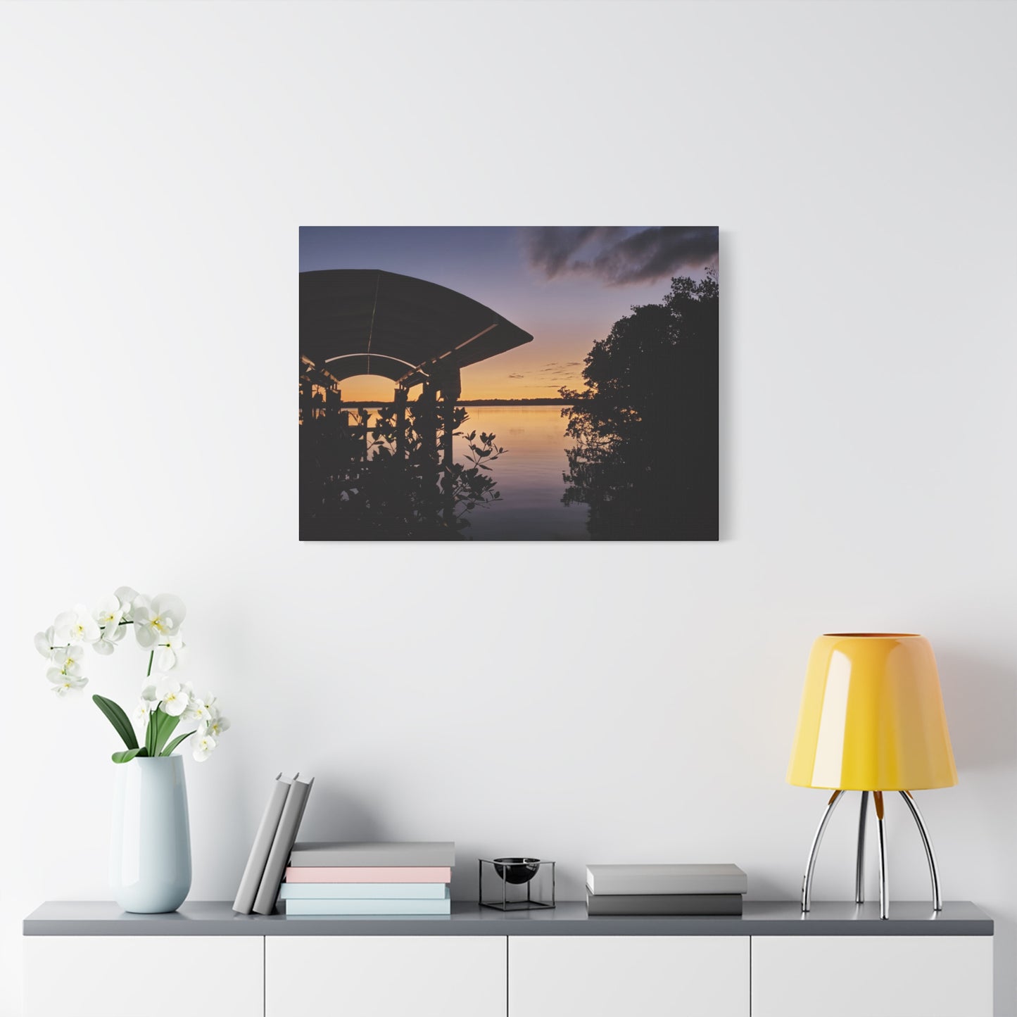 Serene and Vibrant Sunset on the River - Canvas Wal Art