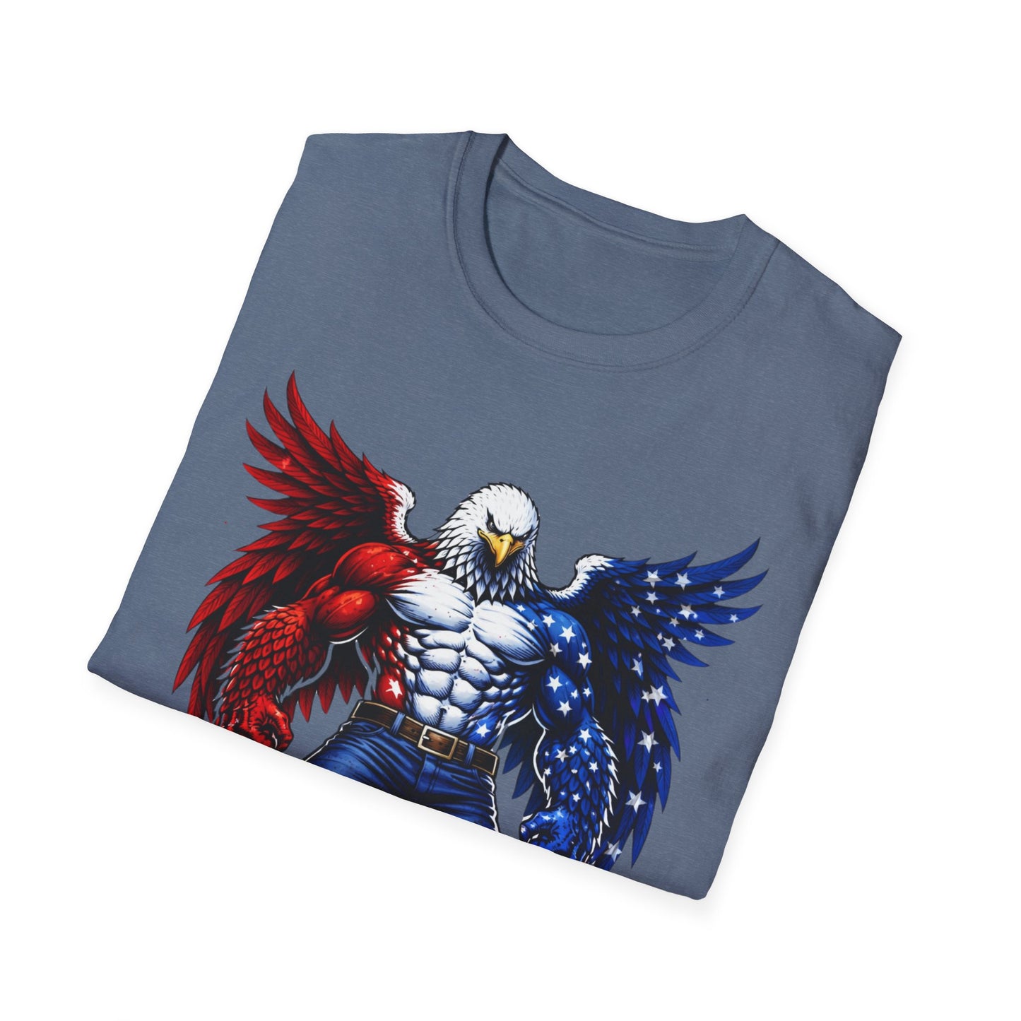 Birdmanzilla Patriotic Muscular Eagle T-Shirt | Red White Blue Winged Eagle Graphic