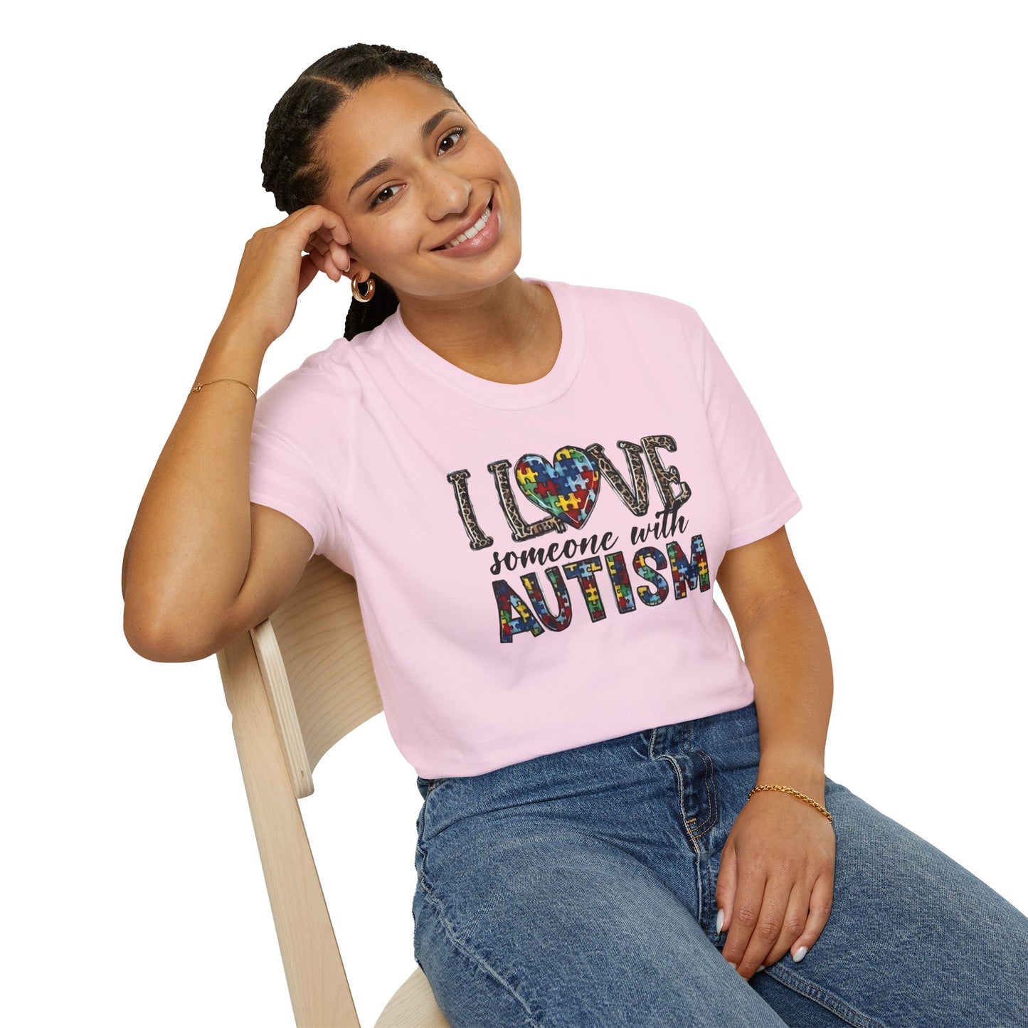 Autism Awareness Unisex T-Shirt - I Love Someone with Autism Design