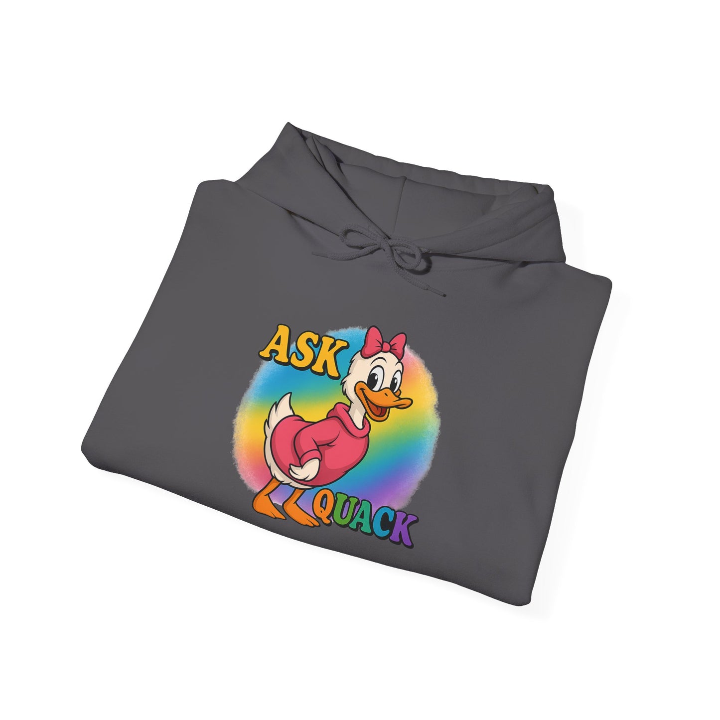 Askquack Female Duck Unisex Hoodie, Quirky Duck Design Sweatshirt, Novelty Animal Jumper, Humorous Duck Apparel, Unique Hooded Top