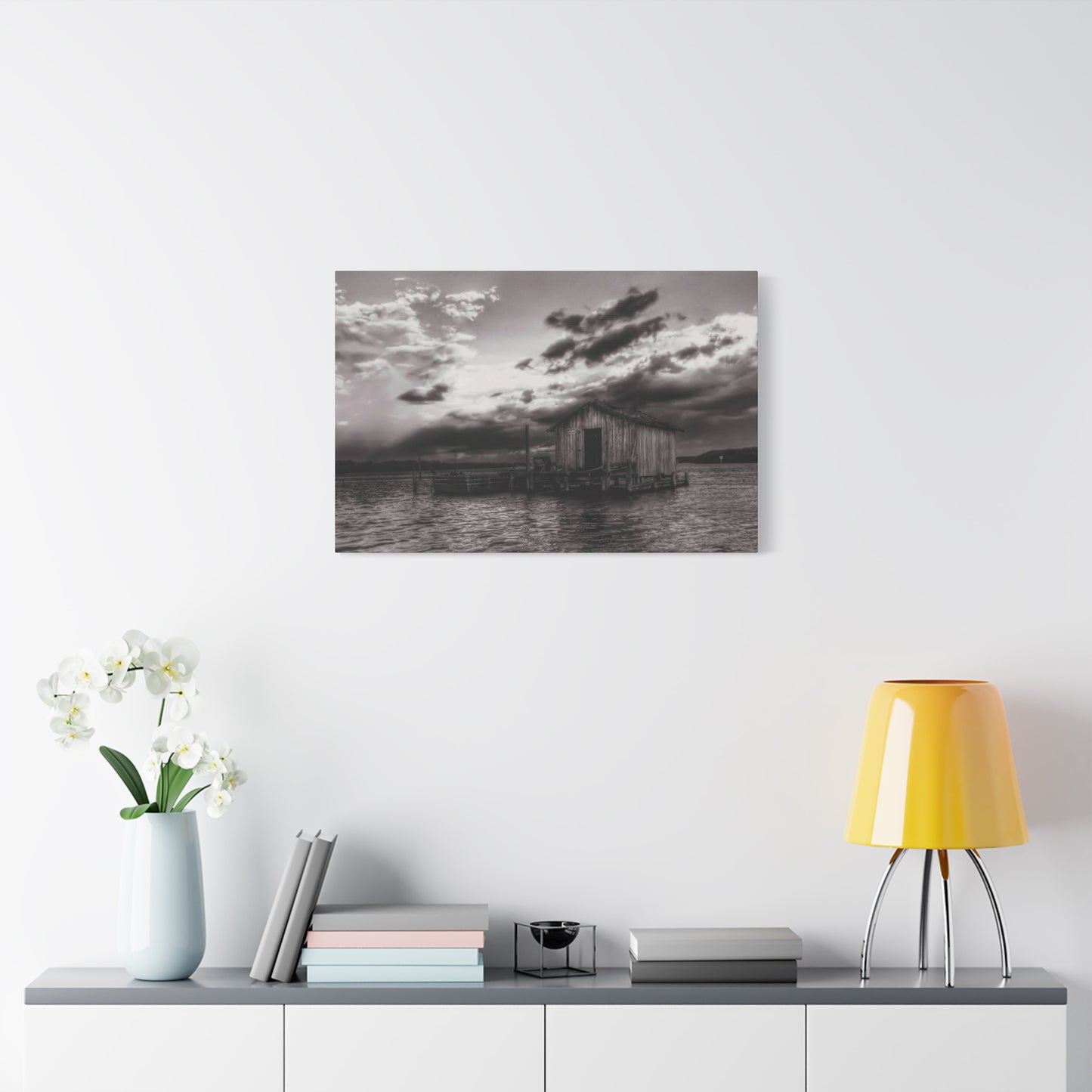 Serene Landscape Canvas Art, Rustic Home Decor, Black and White Wall Art, Perfect for Living Room, Gift for Nature Lovers