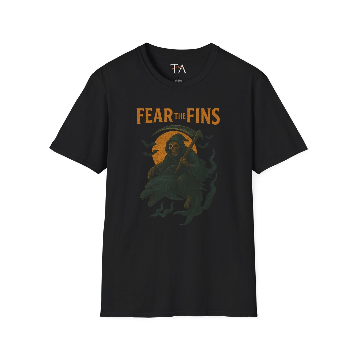 Miami Dolphins Halloween Unisex T-Shirt - Fear the Fins - Gifts for Ocean Lovers, Spooky Occasions, Casual Wear, Beach Parties, Horror Tee