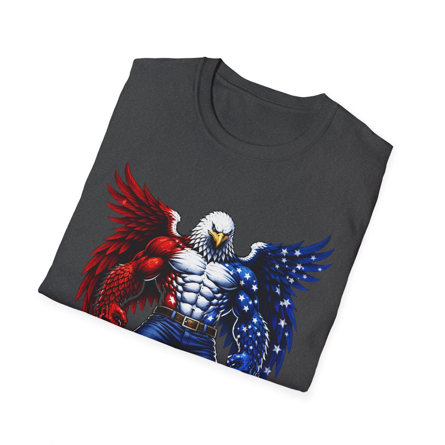 Birdmanzilla Patriotic Muscular Eagle T-Shirt | Red White Blue Winged Eagle Graphic