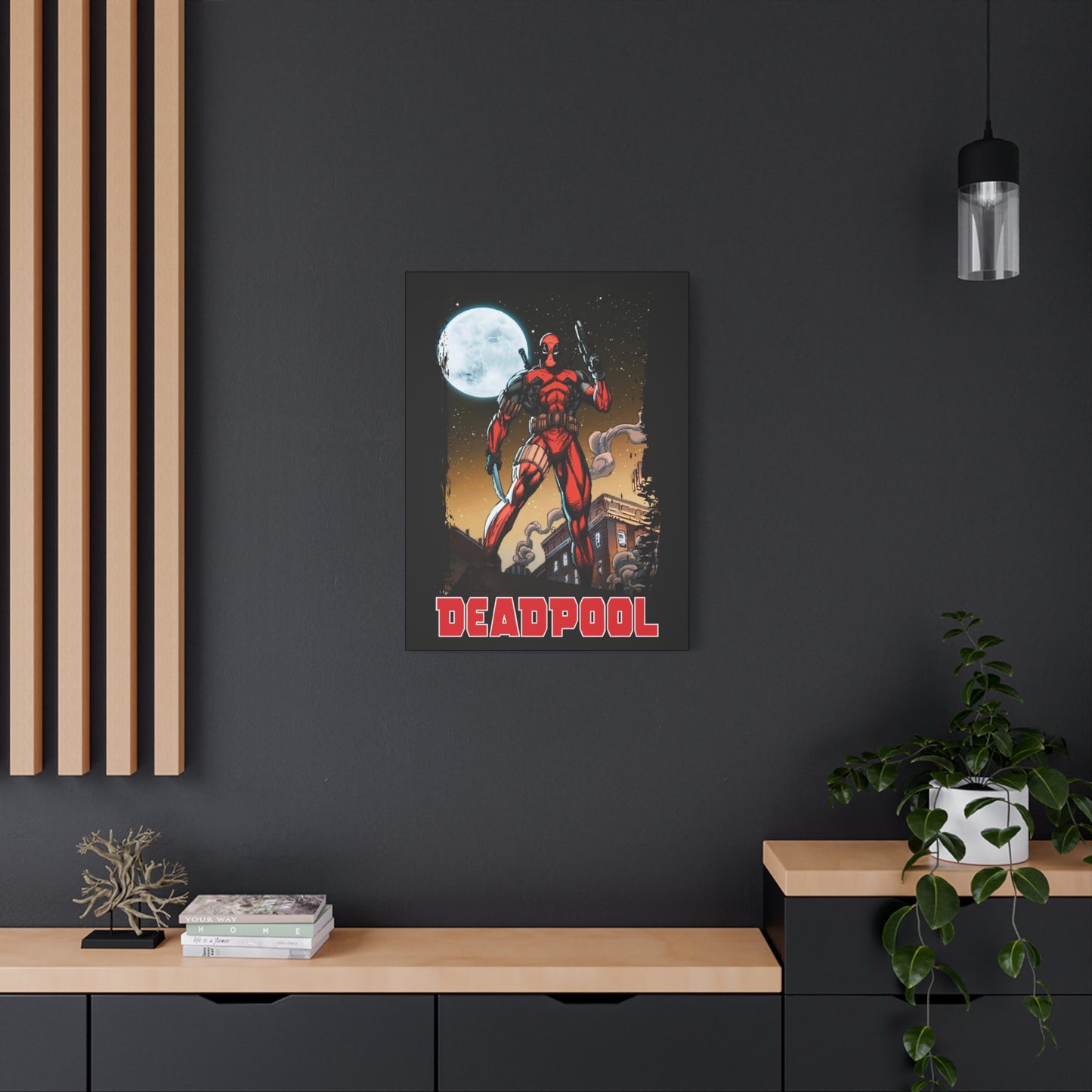 Comic Book Moonlight Rooftop Wall Art - Matte Canvas, Stretched, 1.25"