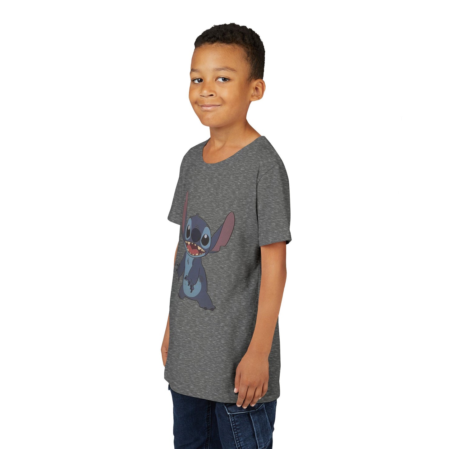 Kids Short Sleeve Tee with Stitch, Cute Kids Tee, Fun Gift for Boys & Girls, Birthday Gift, Summer Wear, Kids' Fashion