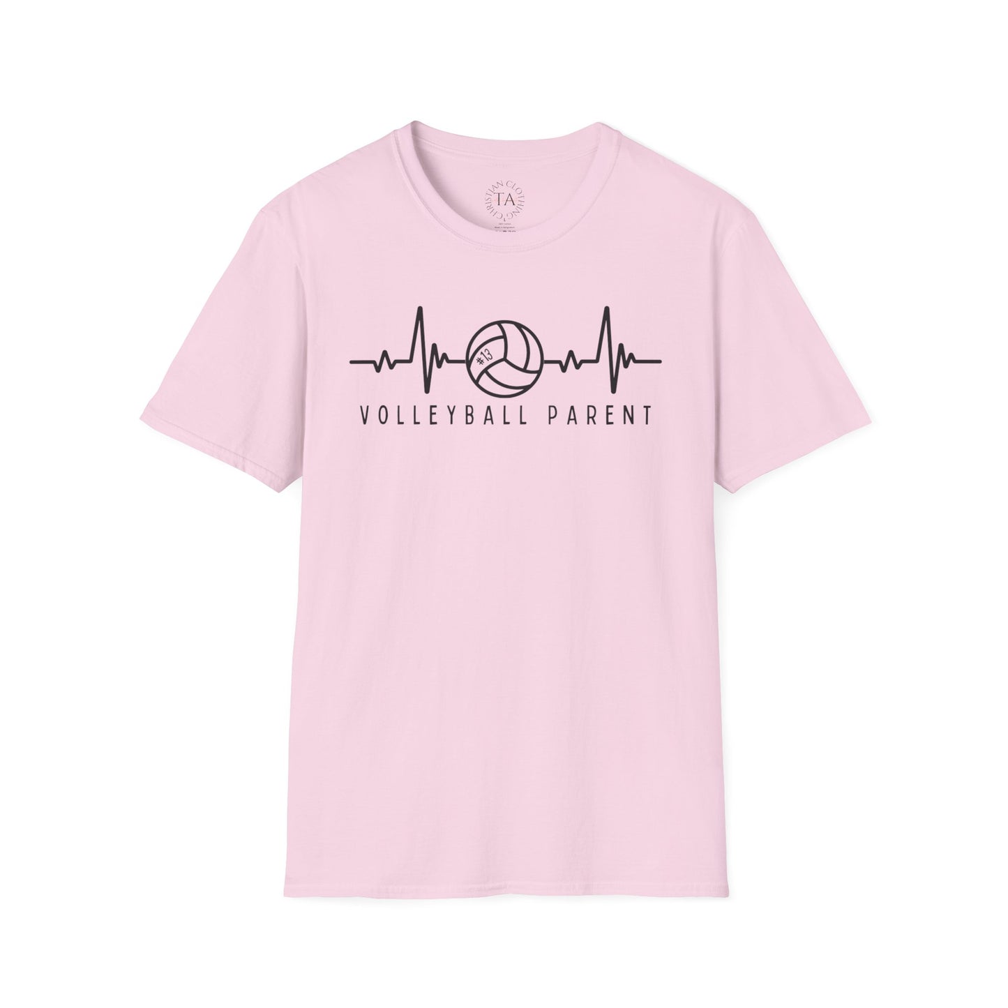 Volleyball Parent Heartbeat T-Shirt Soft Cotton Tee Customizable for Sports Enthusiasts, Gifts for Moms & Dads, Team Spirit Apparel, Athletic Wear