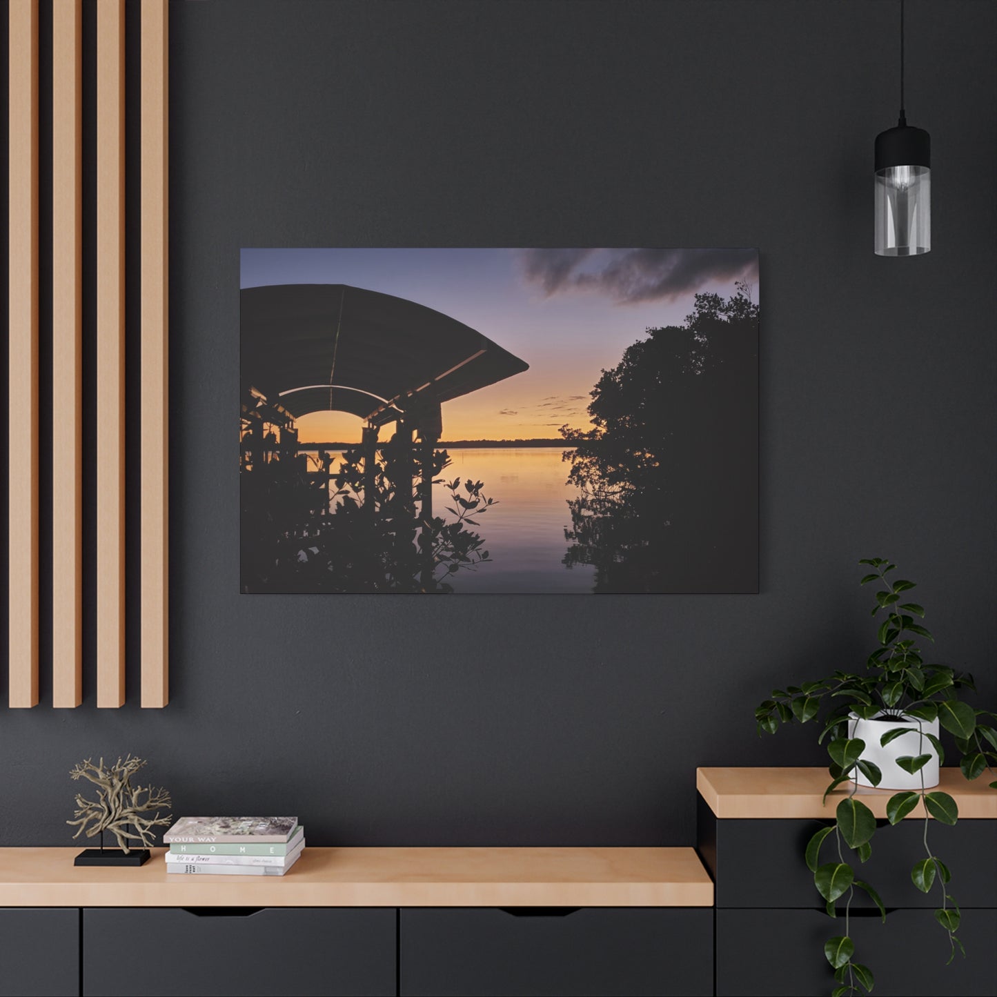 Serene and Vibrant Sunset on the River - Canvas Wal Art