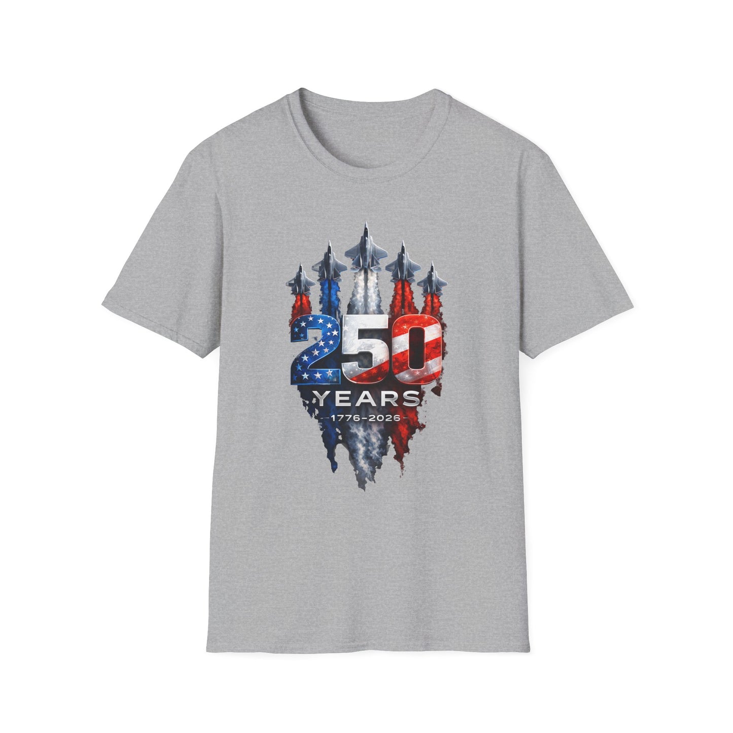 25th Anniversary USA T-Shirt — Patriotic Jet Formation USA Flag Design