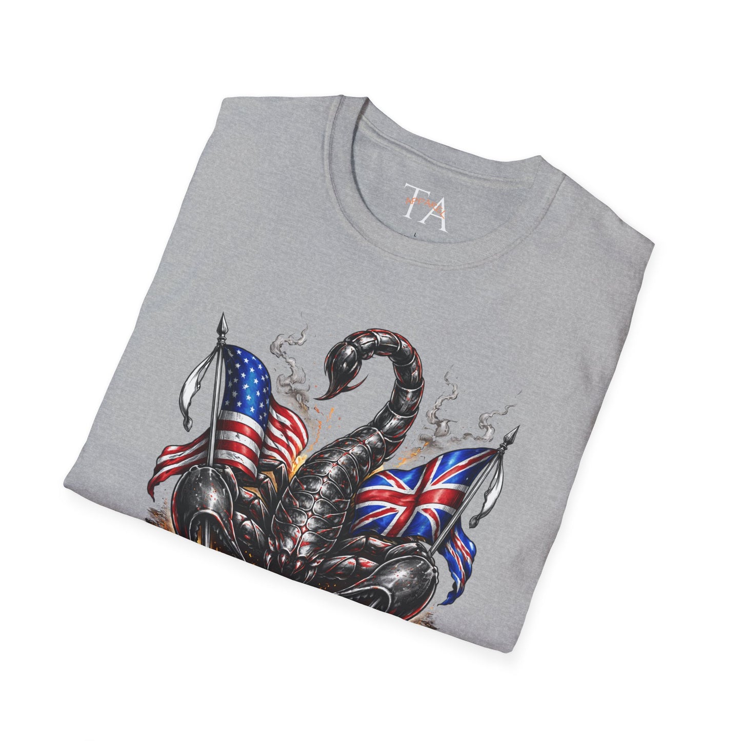 Scorpion design with US UK Flags T-Shirt | Patriotic Skull Tee