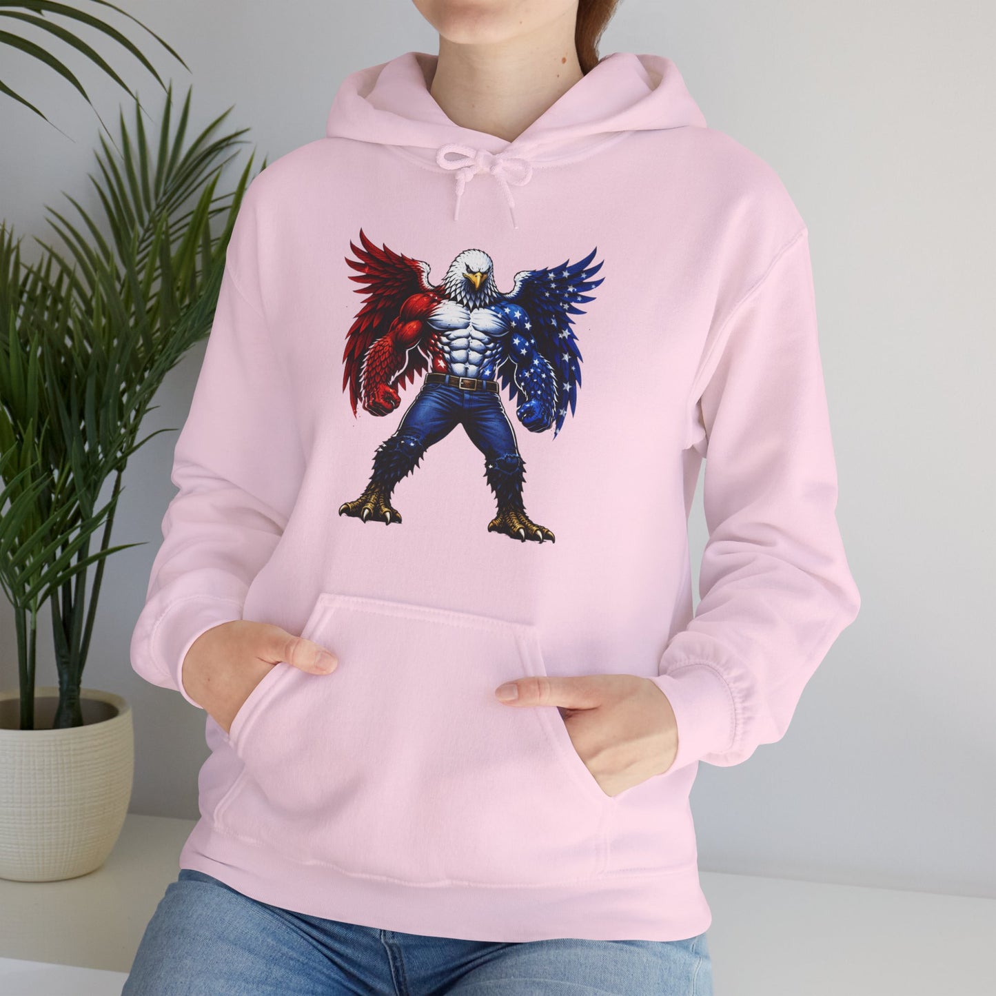 Birdmanzilla Patriotic Eagle Warrior Hoodie | American Flag Wings, Bald Eagle Graphic