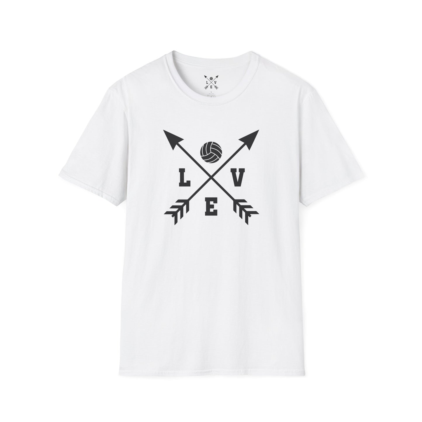Love Volleyball Unisex T-Shirt | Sporty Tee, Gift for Athletes, Casual Wear, Heart and Arrow Design, Game Day Shirt