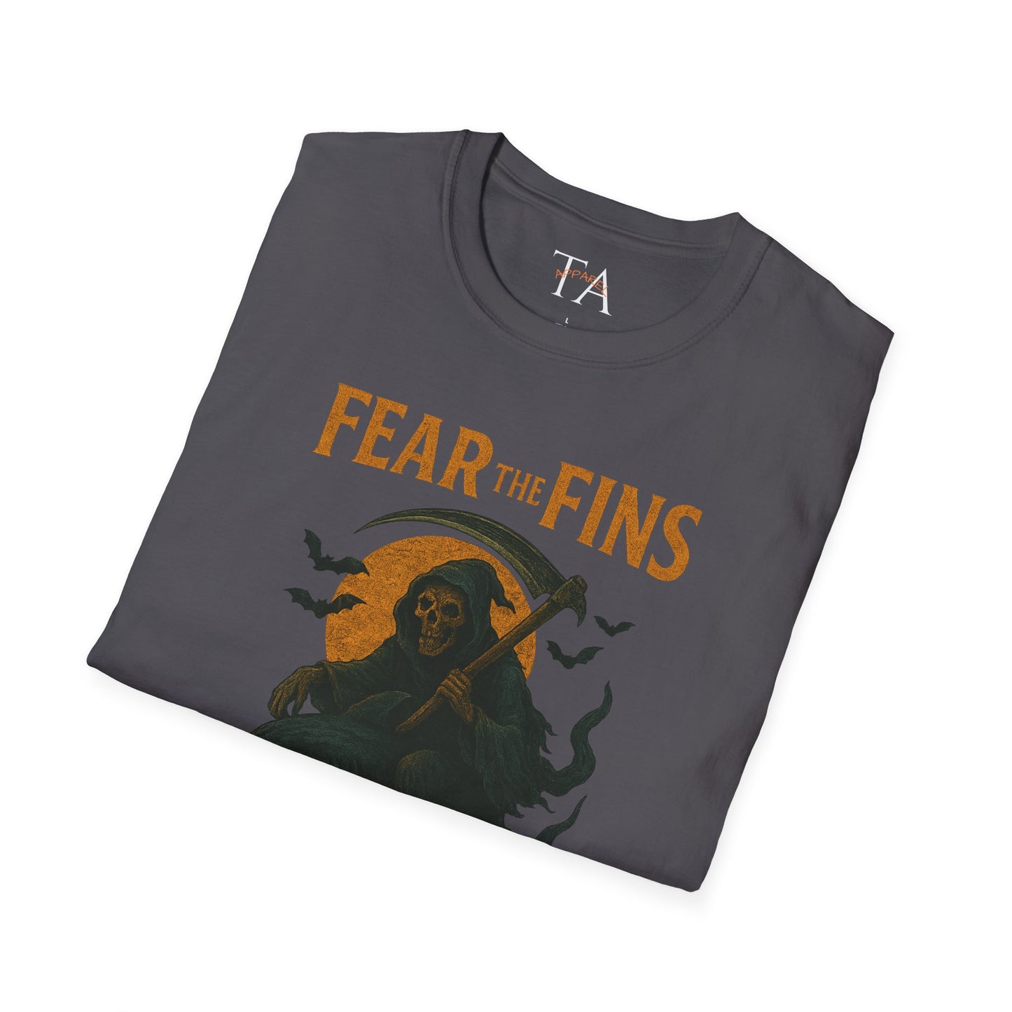 Miami Dolphins Halloween Unisex T-Shirt - Fear the Fins - Gifts for Ocean Lovers, Spooky Occasions, Casual Wear, Beach Parties, Horror Tee