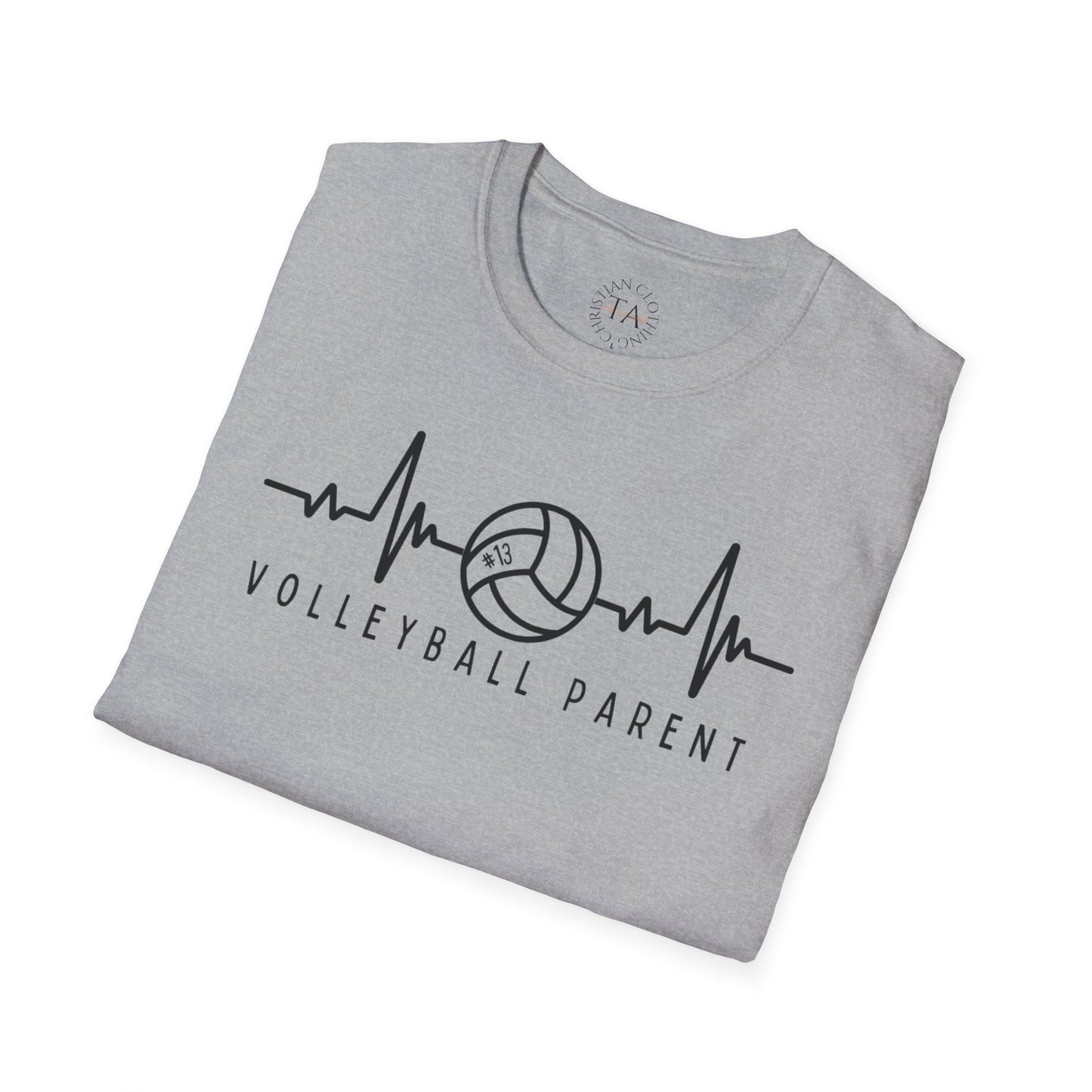 Volleyball Parent Heartbeat T-Shirt Soft Cotton Tee Customizable for Sports Enthusiasts, Gifts for Moms & Dads, Team Spirit Apparel, Athletic Wear