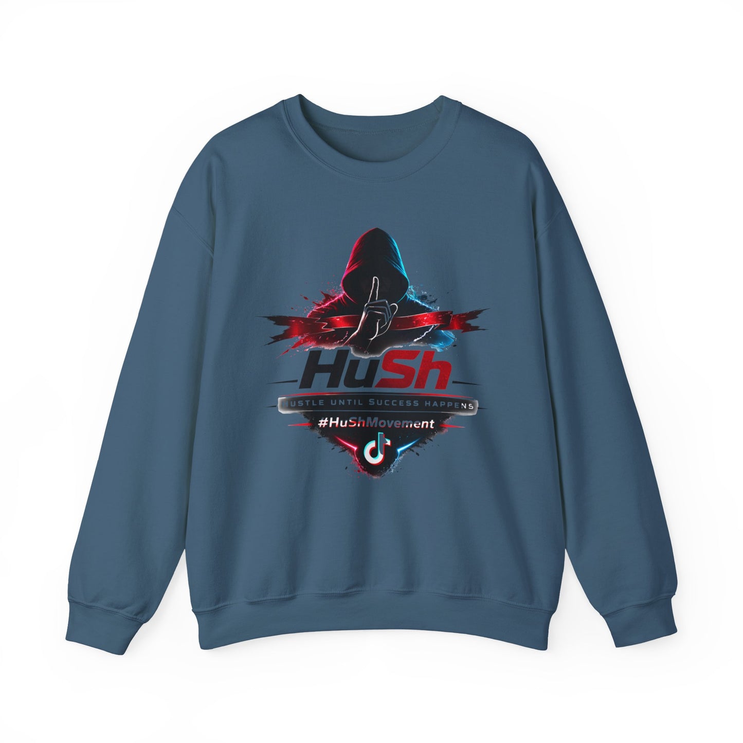 #HuSh Unisex Heavy Blend™ Crewneck Sweatshirt  | Hustle Until Success Happens, #HuShMovement TikTok Logo