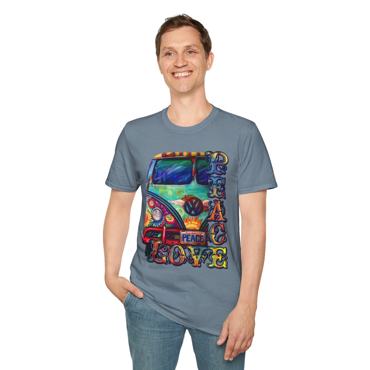 VW Groovy Peace & Love Retro Festival Shirt Tie-Dye T-Shirt