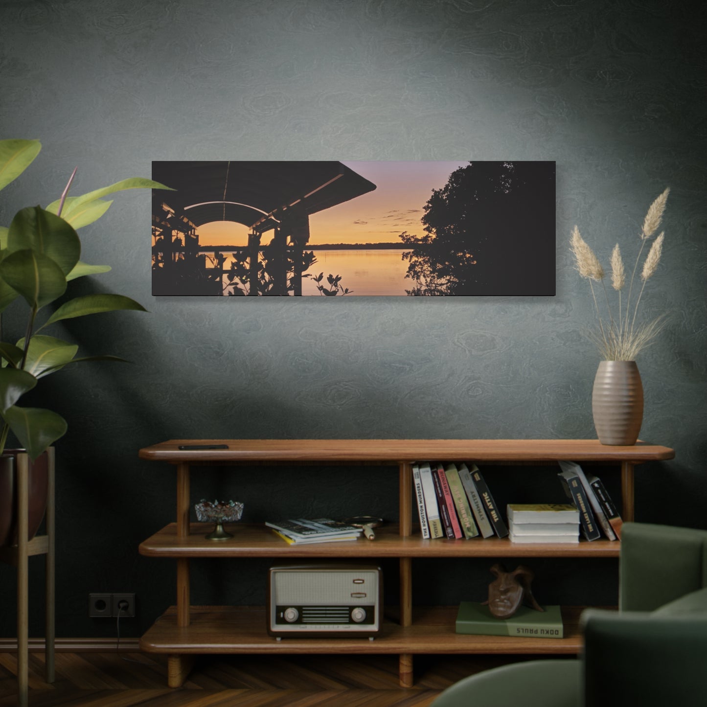Serene and Vibrant Sunset on the River - Canvas Wal Art