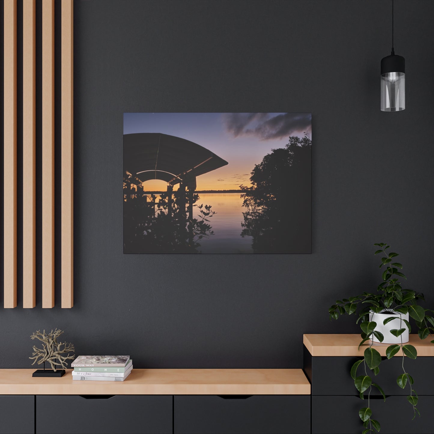 Serene and Vibrant Sunset on the River - Canvas Wal Art