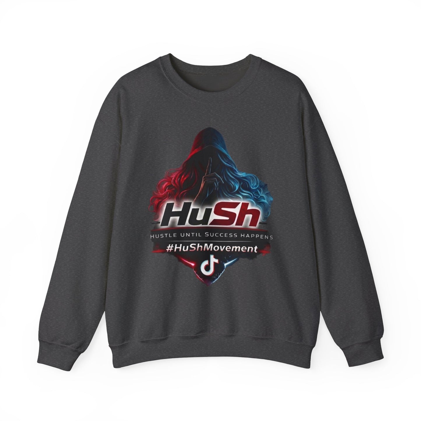 #HuSh Movement feminine Logo Crewneck Sweatshirt | TikTok Inspired Hooded Silhouette