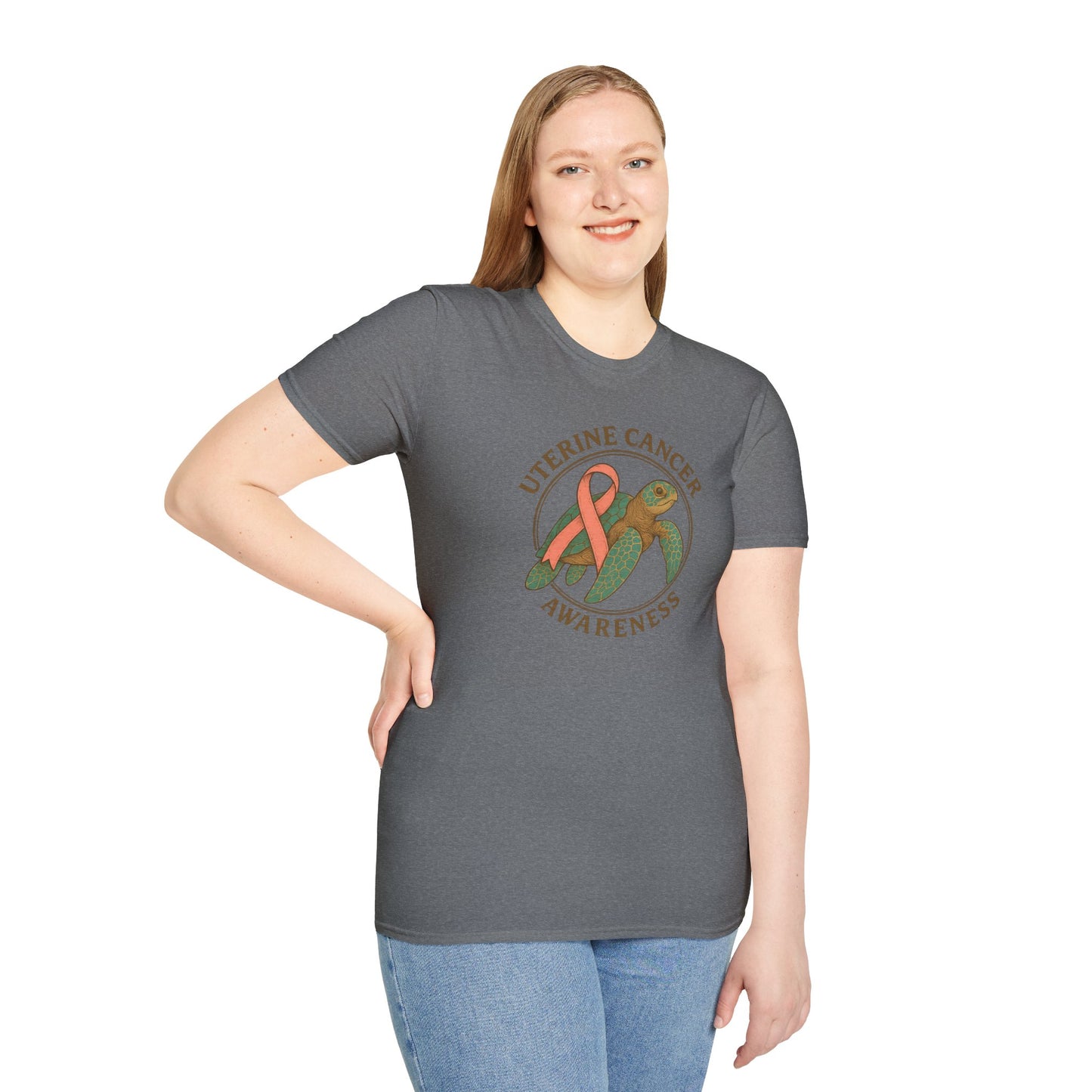 Uterine Cancer Awareness T-Shirt, Unisex Softstyle Tee, Supportive Apparel, Awareness Month Gift, Cancer Support Shirt, Birthday Gift