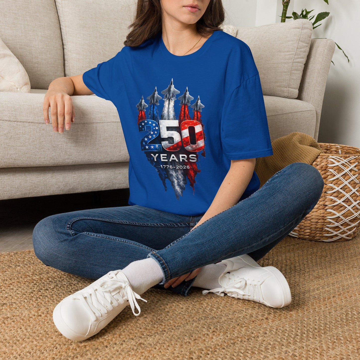 25th Anniversary USA T-Shirt — Patriotic Jet Formation USA Flag Design