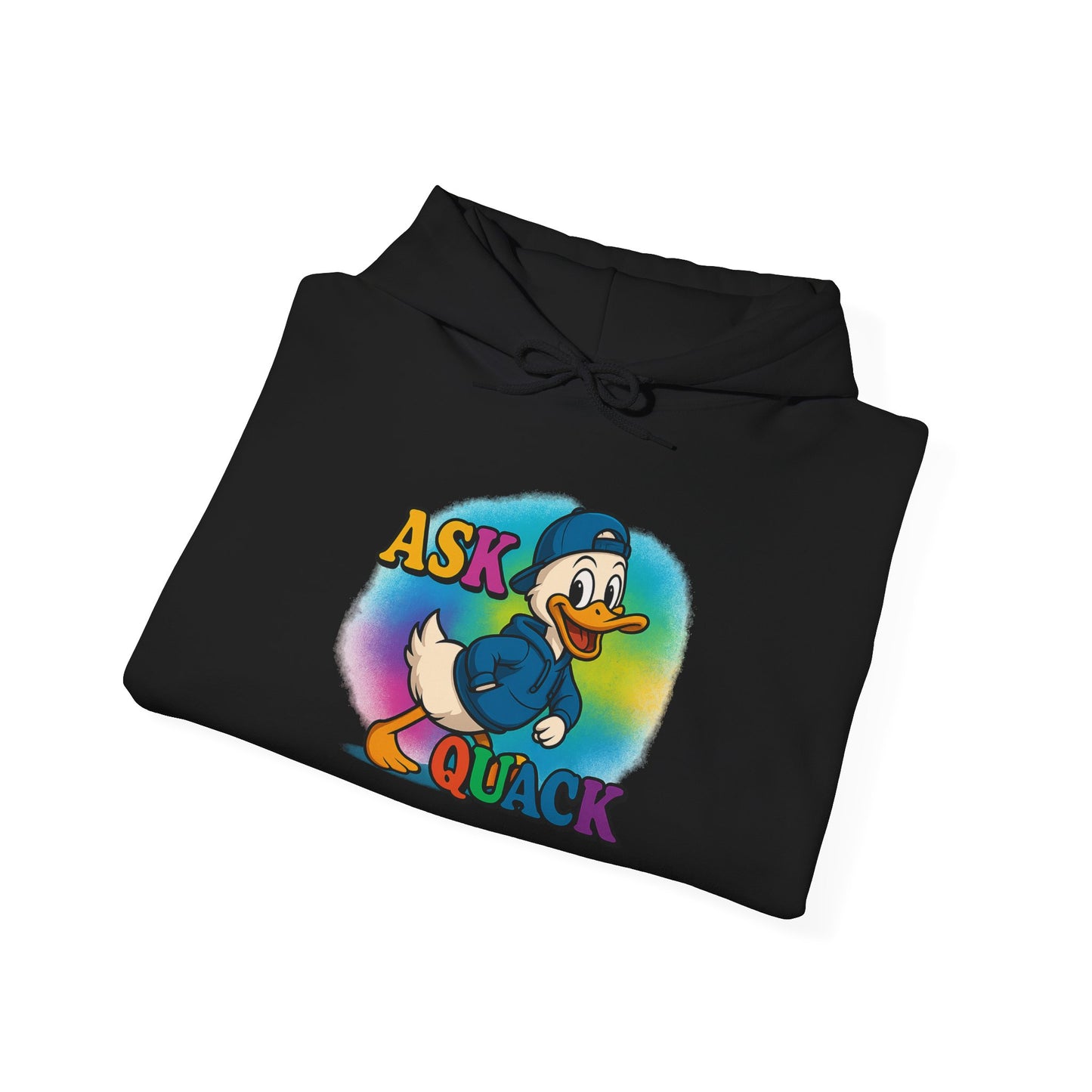 Askquack Male Duck Unisex Hoodie, Quirky Duck Design Sweatshirt, Novelty Animal Jumper, Humorous Duck Apparel, Unique Hooded Top