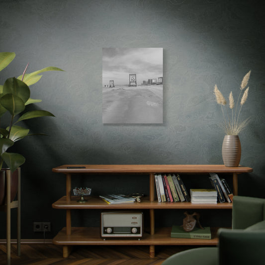 Serene Black and White Coastal Beach Sign - Canvas Art