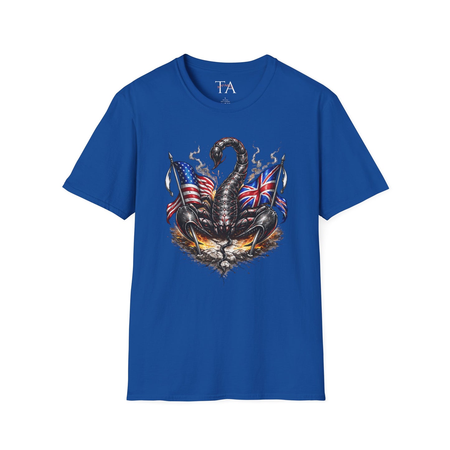 Scorpion design with US UK Flags T-Shirt | Patriotic Skull Tee