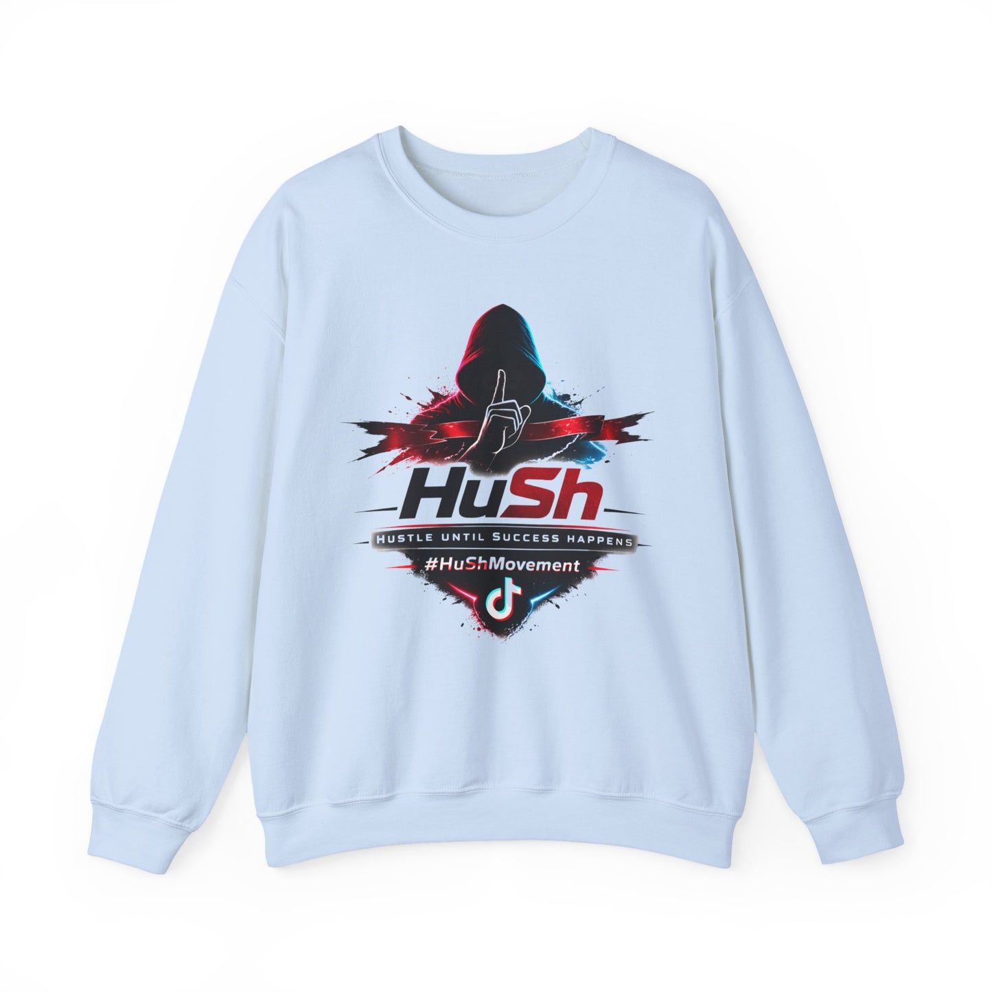 #HuSh Unisex Heavy Blend™ Crewneck Sweatshirt  | Hustle Until Success Happens, #HuShMovement TikTok Logo