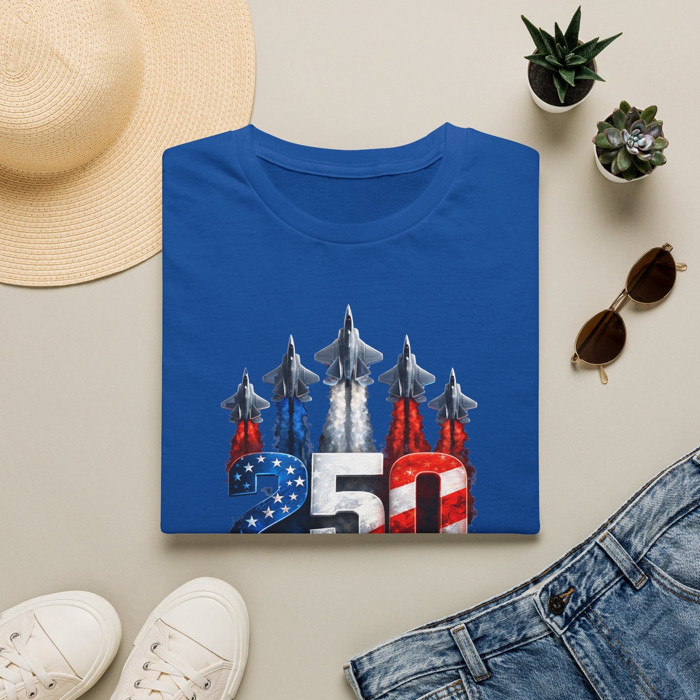 25th Anniversary USA T-Shirt — Patriotic Jet Formation USA Flag Design