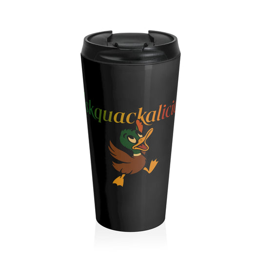 Askquak Stainless Steel Travel Mug - Quirky Duck Askquackalicious Design - Coffee Lovers and Duck Fans Gift