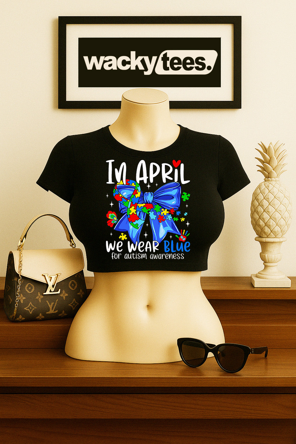 In April We Wear Blue for Autism Awareness 3 Graphic Tee Shirt