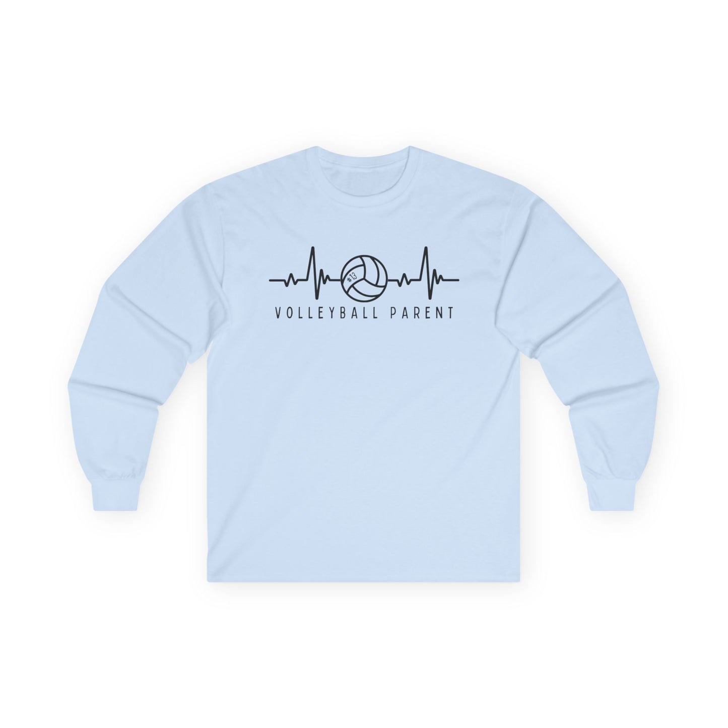 Volleyball Heartbeat Long Sleeve Tee Customizable, Quality Cotton Shirt, Parent Gift, Volleyball Fan Apparel, Sports Lover Top