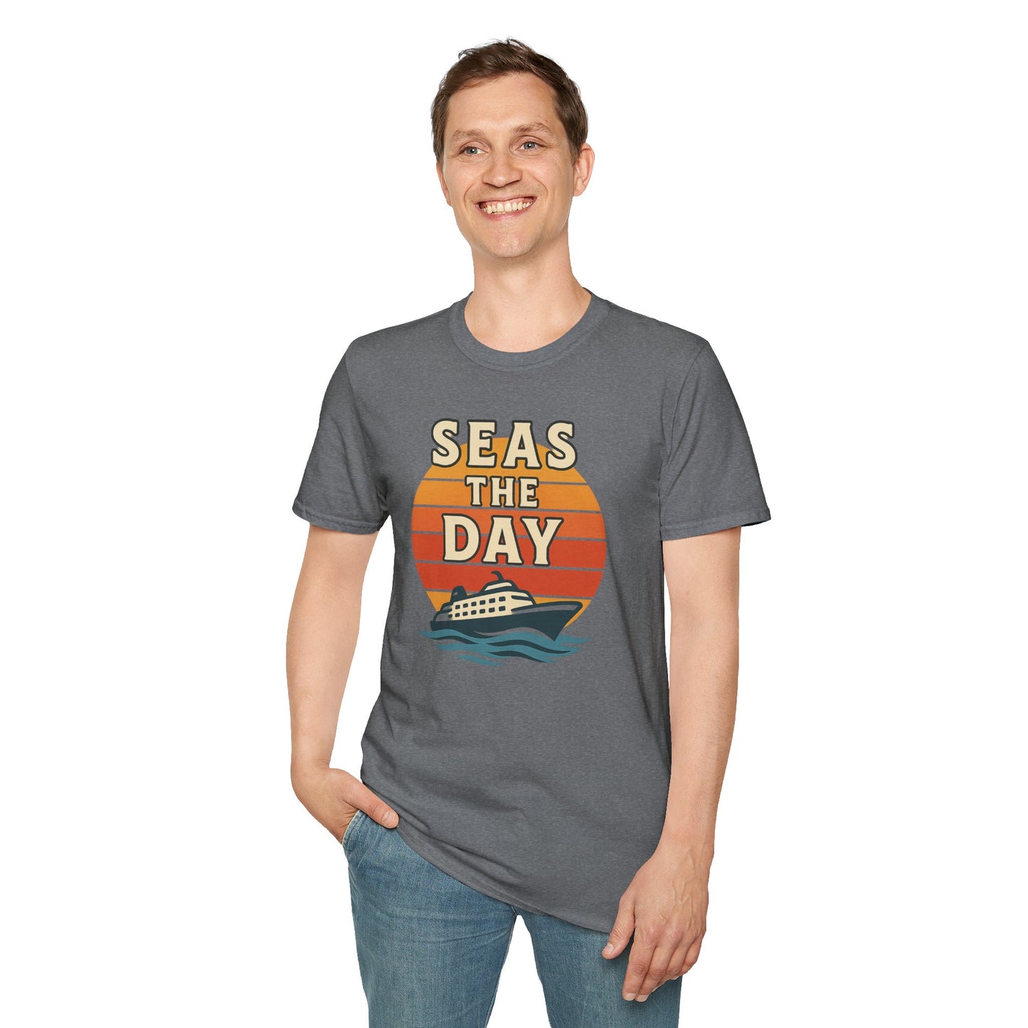 Seas the Day Unisex T-Shirt, Vintage Cruise Tee, Nautical Graphic Shirt, Summer Vacation Apparel, Beach Lover Gift