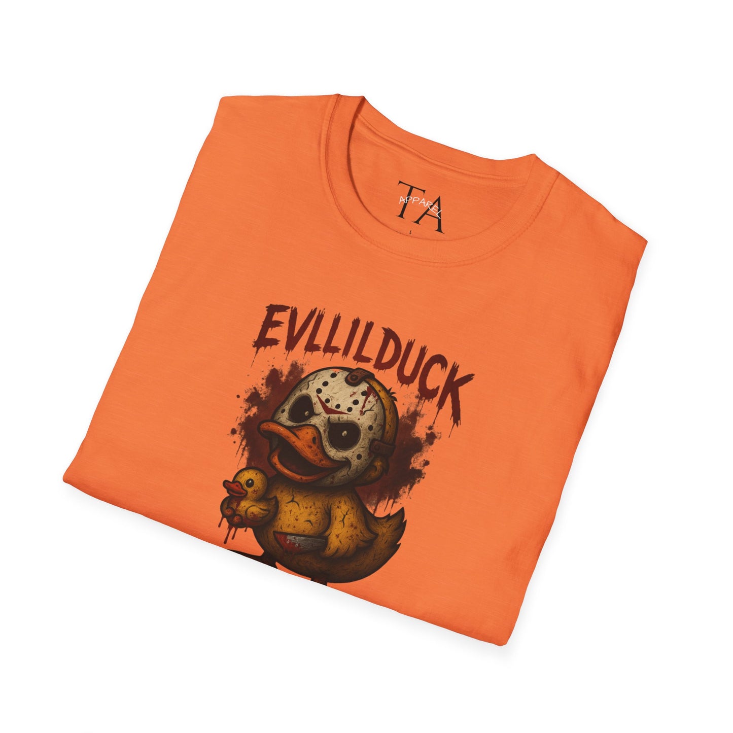 EVLLILDUCK Funny Graphic T-Shirt, Cute Duck Shirt, Unisex Softstyle Tee, Gift for Kids, Funny Quirky T-Shirt, Casual Wear, Halloween Apparel