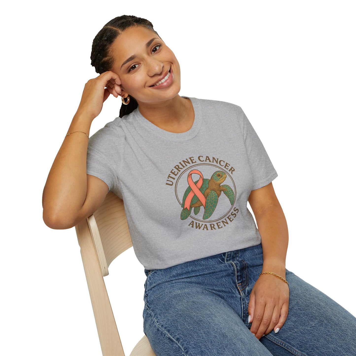 Uterine Cancer Awareness T-Shirt, Unisex Softstyle Tee, Supportive Apparel, Awareness Month Gift, Cancer Support Shirt, Birthday Gift