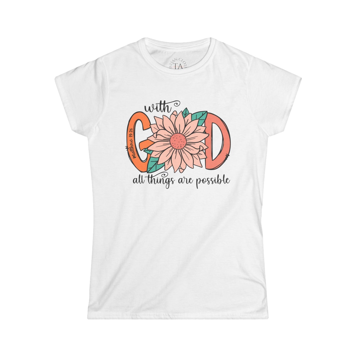 Women's Inspirational Tee - "With God All Things Are Possible" - Motivational Shirt for Faith, Spirituality, Gifts, Everyday Wear, [...]