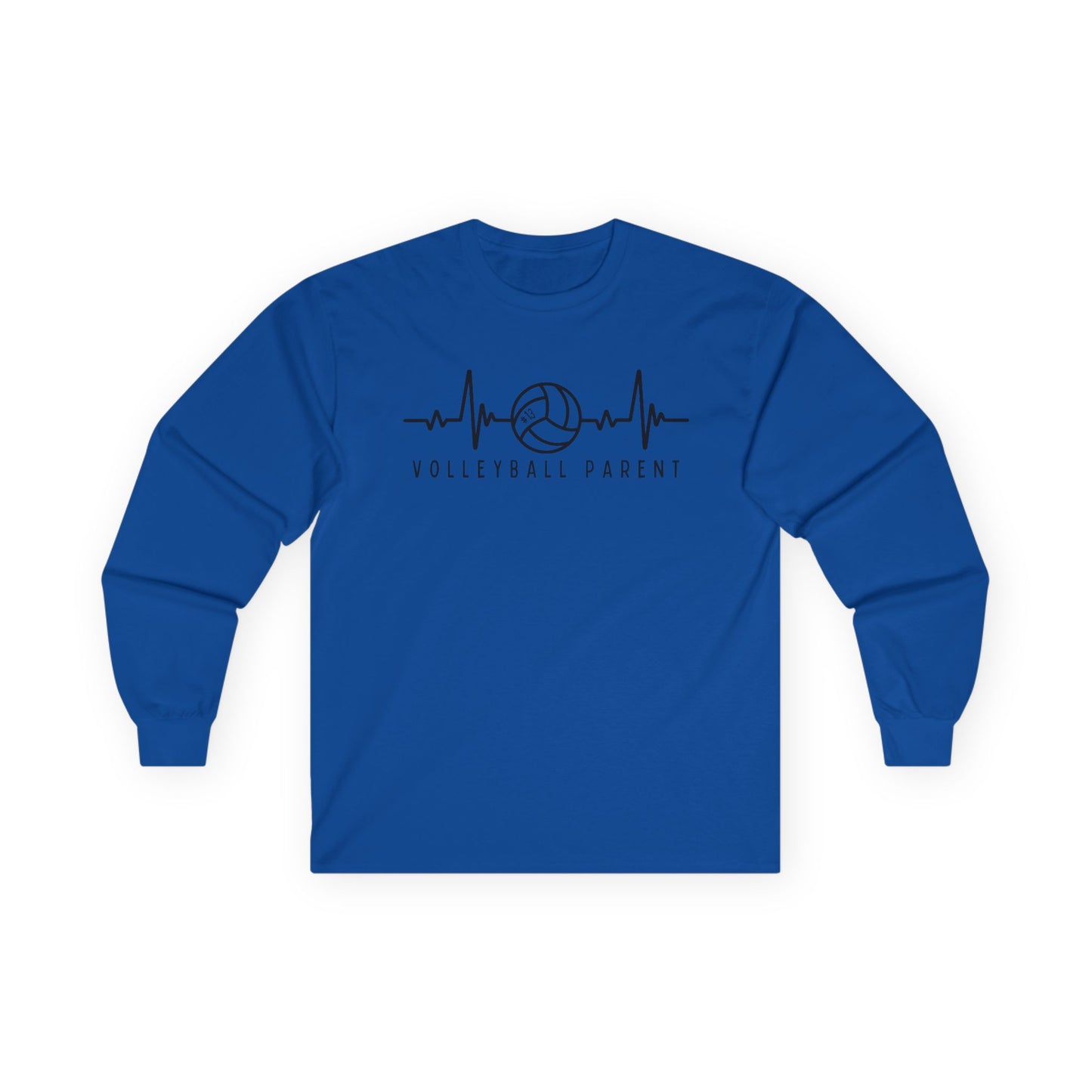 Volleyball Heartbeat Long Sleeve Tee Customizable, Quality Cotton Shirt, Parent Gift, Volleyball Fan Apparel, Sports Lover Top