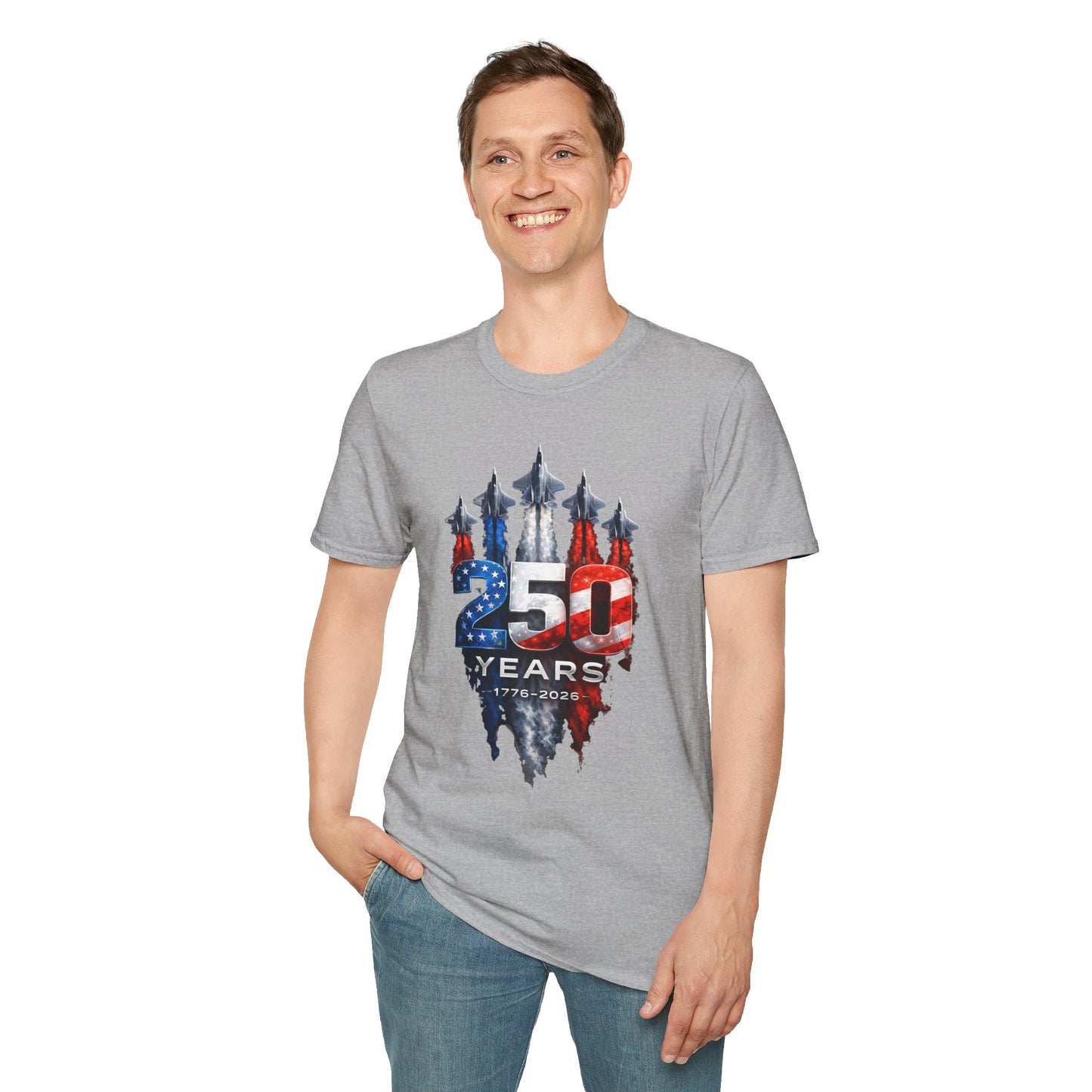 25th Anniversary USA T-Shirt — Patriotic Jet Formation USA Flag Design