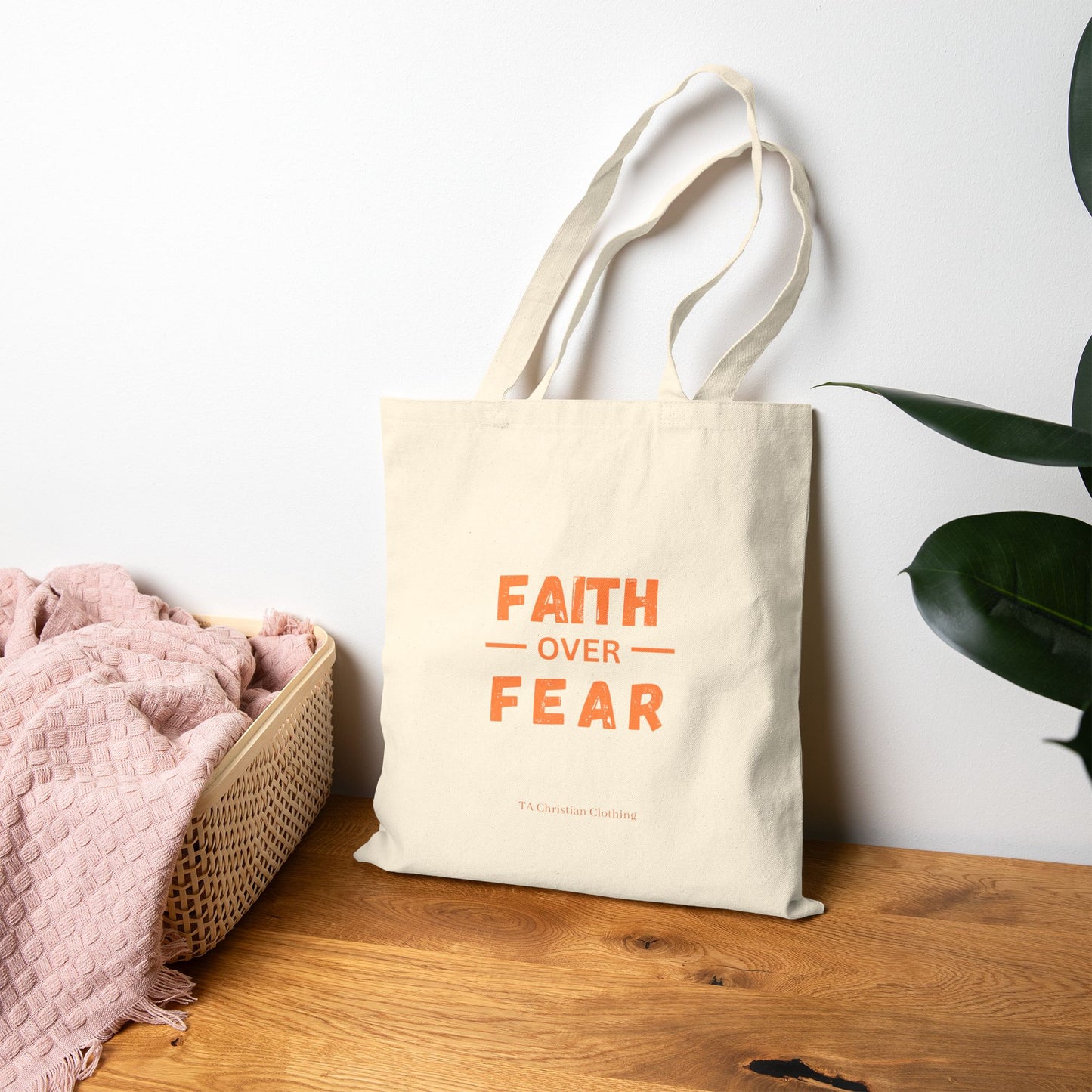 Cotton Canvas Tote Bag Faith Over Fear Cotton - Motivational Eco-Friendly Tote