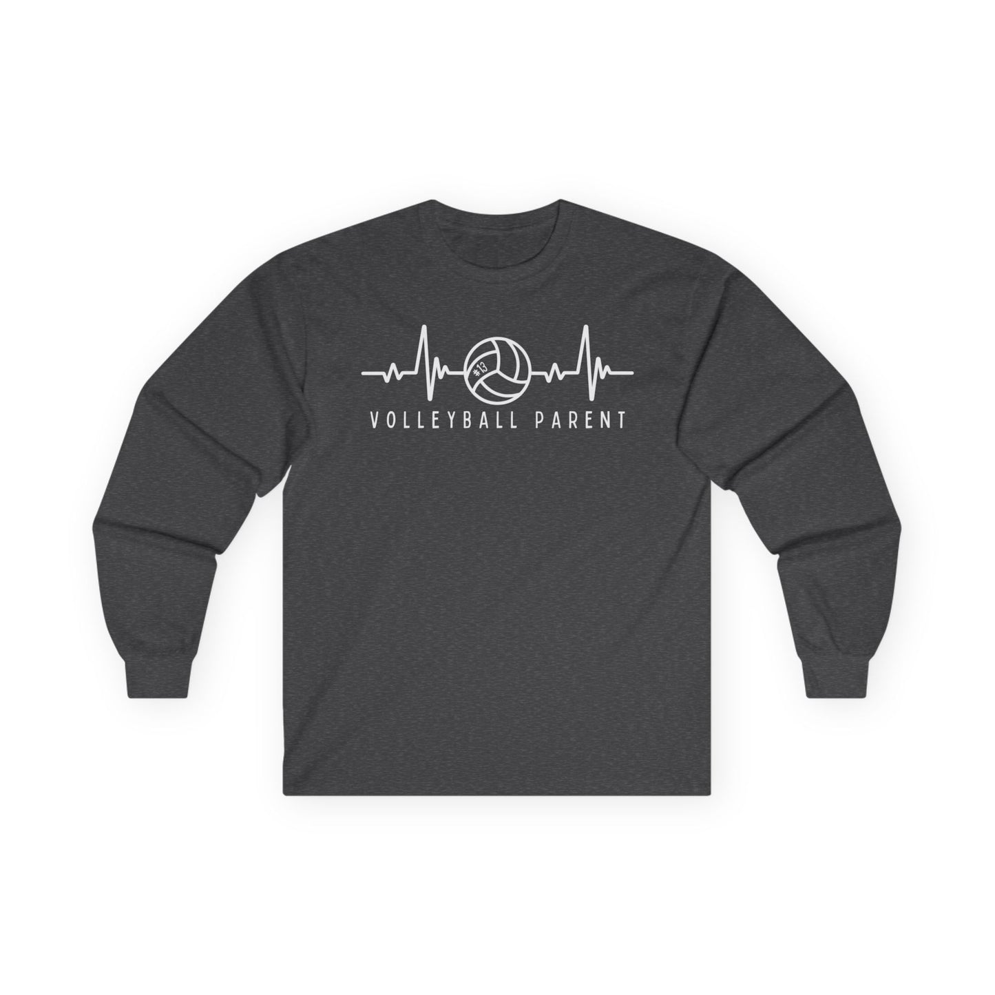 Volleyball Heartbeat Long Sleeve Tee #13, Quality Cotton Shirt, Parent Gift, Volleyball Fan Apparel, Sports Lover Top