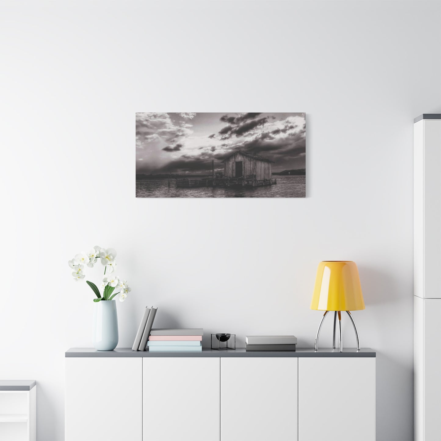Serene Landscape Canvas Art, Rustic Home Decor, Black and White Wall Art, Perfect for Living Room, Gift for Nature Lovers