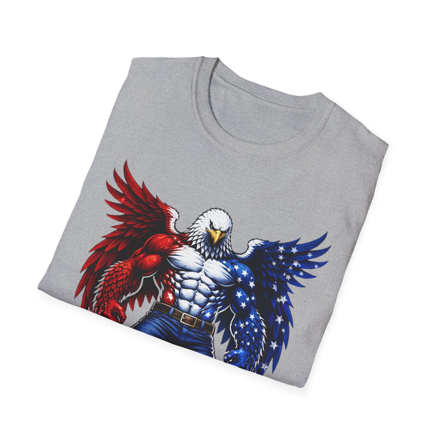 Birdmanzilla Patriotic Muscular Eagle T-Shirt | Red White Blue Winged Eagle Graphic
