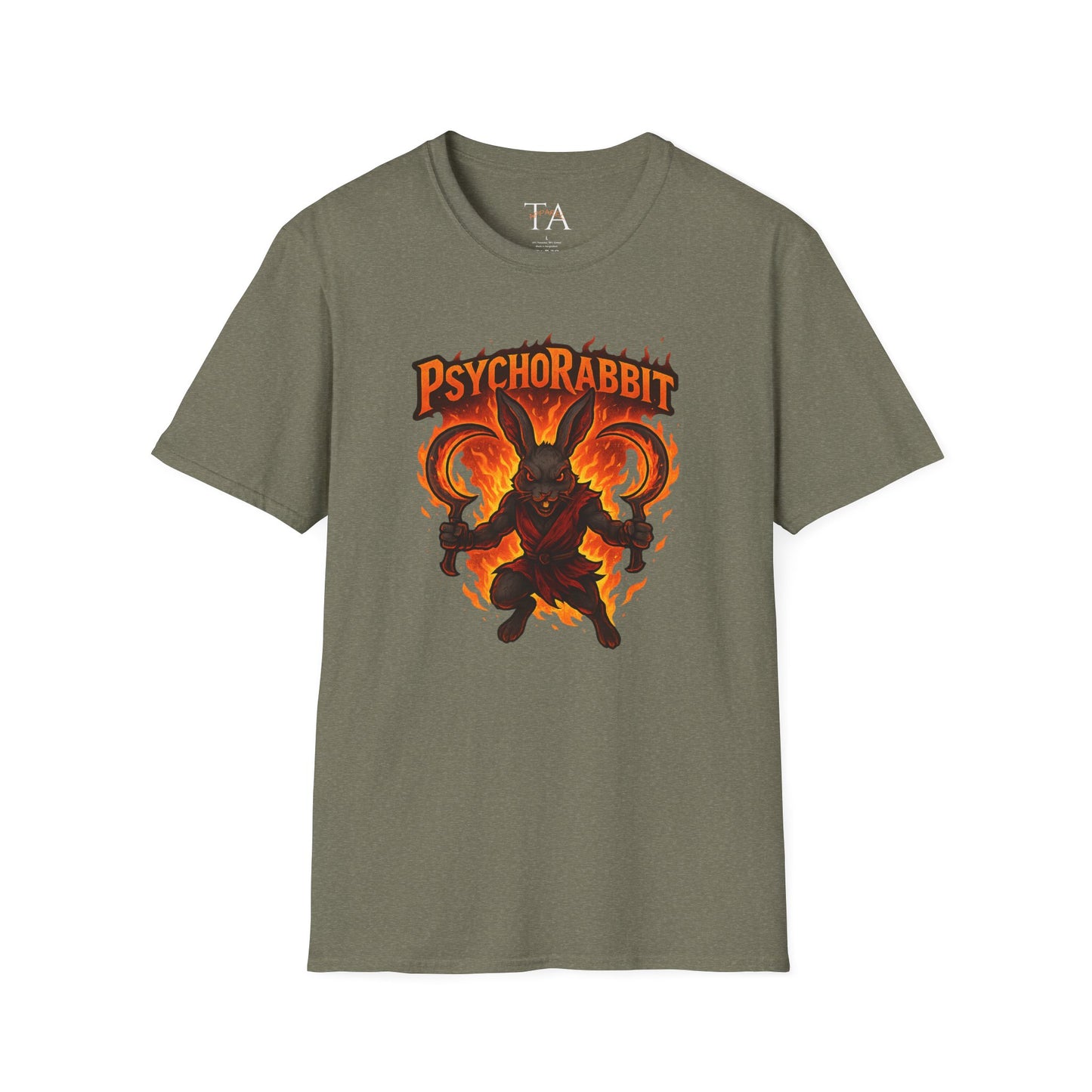 Psychorabbit Graphic Tee | Unisex Softstyle T-Shirt for Anime Fans and Gamers