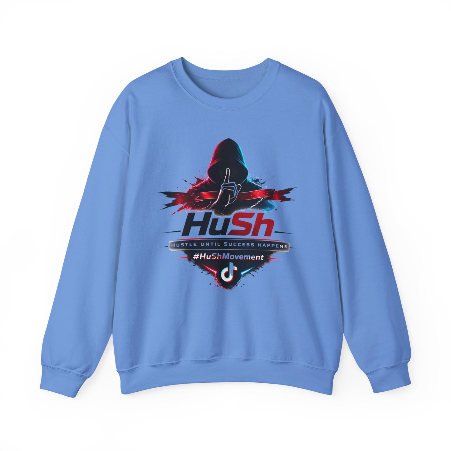 #HuSh Unisex Heavy Blend™ Crewneck Sweatshirt  | Hustle Until Success Happens, #HuShMovement TikTok Logo