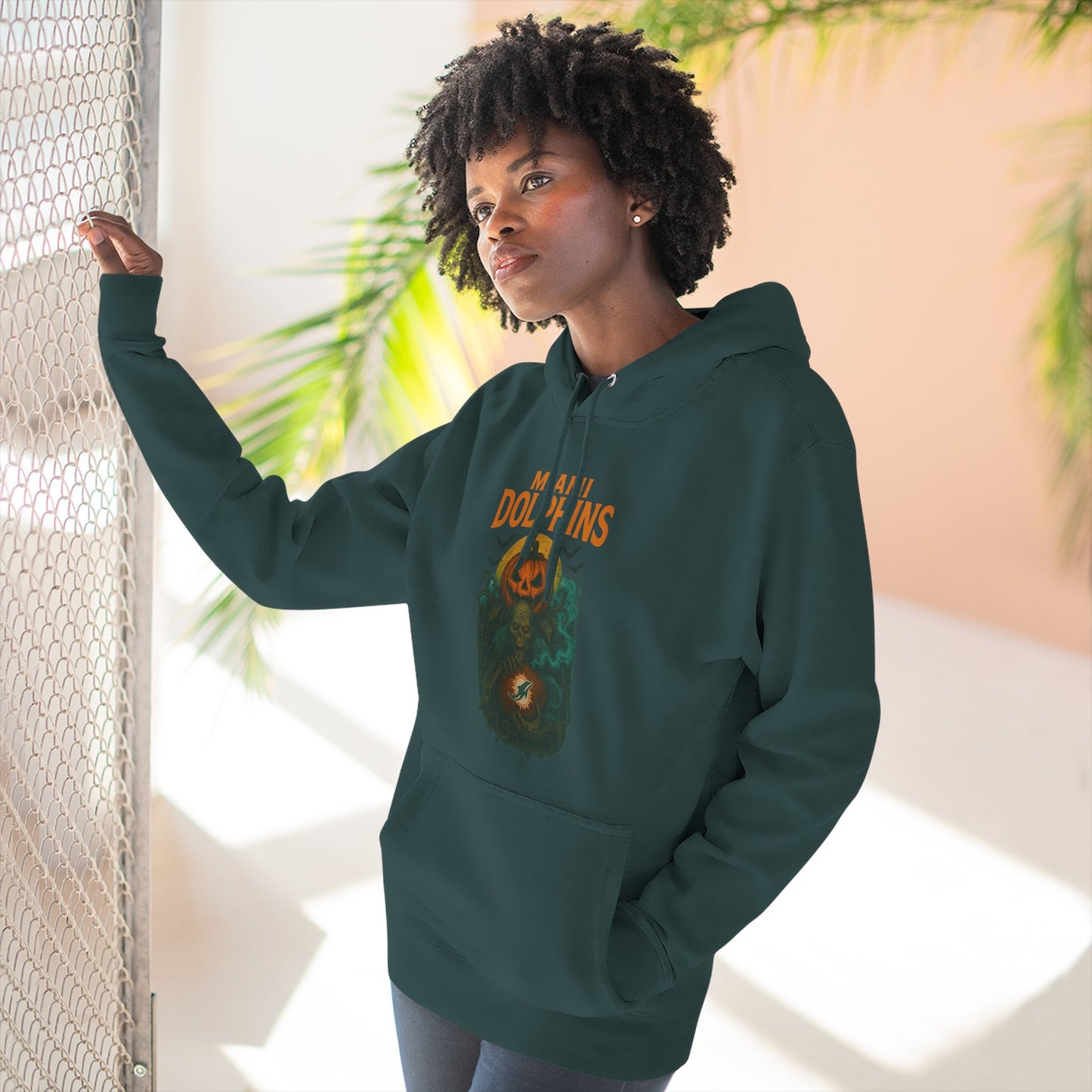Halloween Cozy Dolphin Fleece Hoodie: Ocean Lovers, Casual Wear, Animal Lovers Gift, Beach Days, Relaxing at Home. Sea Life Graphic