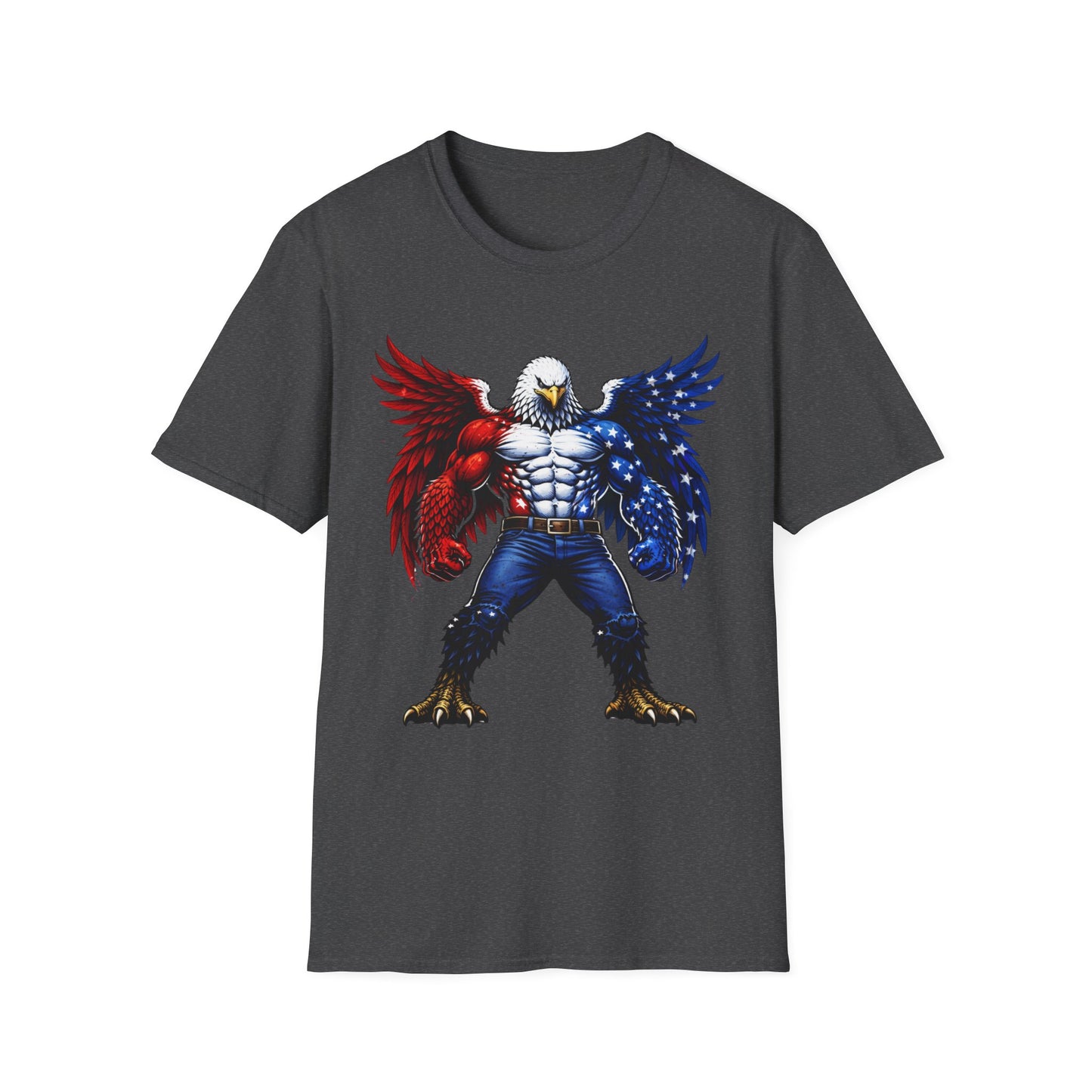 Birdmanzilla Patriotic Muscular Eagle T-Shirt | Red White Blue Winged Eagle Graphic