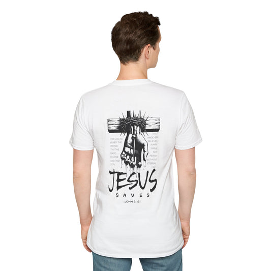 Faith Inspired Jesus Saves Unisex Softstyle T-Shirt, Faith Tee, Christian Apparel, Religious Gift, Inspirational Shirt, Casual Wear